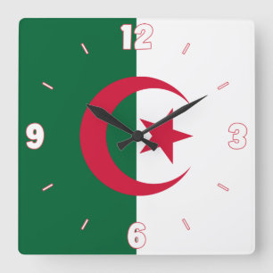 Reloj Cuadrado Patriótico de la Bandera Nacional de Argelia