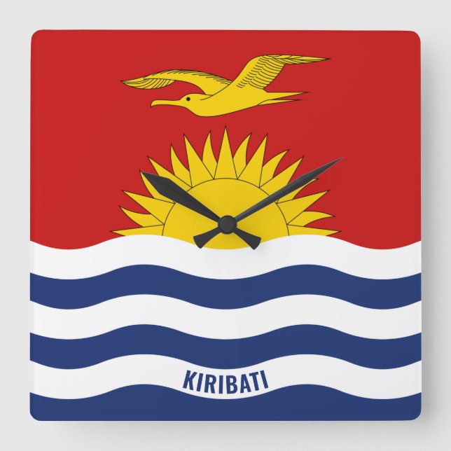 Reloj Cuadrado Patriótico de la Bandera Nacional de Kiribati (Anverso)