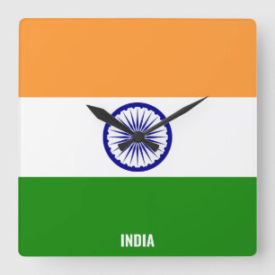 Reloj Cuadrado Patriótico de la Bandera Nacional de la India
