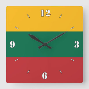 Reloj Cuadrado Patriótico de la Bandera Nacional de Lituania