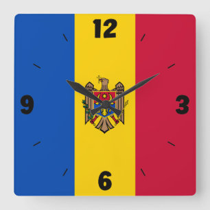 Reloj Cuadrado Patriótico de la Bandera Nacional de Moldavia