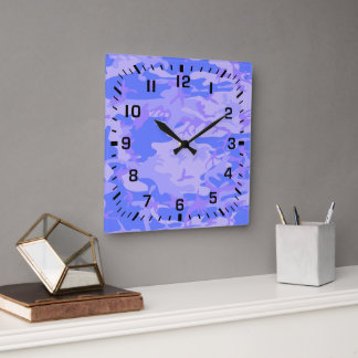Reloj Cuadrado Patrón abstracto azul del pasto de camuflaje