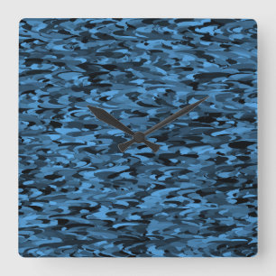 Reloj Cuadrado Patrón abstracto azul negro