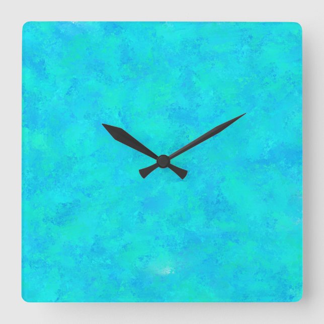 Reloj Cuadrado Patrón abstracto azul turquesa (Anverso)