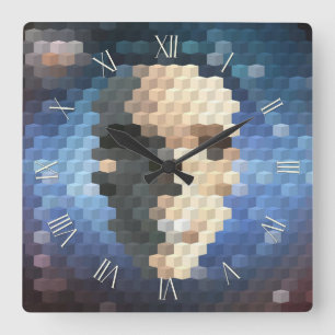 Reloj Cuadrado Patrón abstracto de cráneo