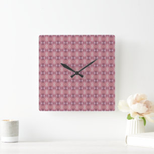 Reloj Cuadrado Patrón abstracto de rosa suave y púrpura