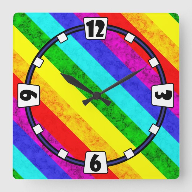 Reloj Cuadrado Patrón abstracto del arco iris (Anverso)