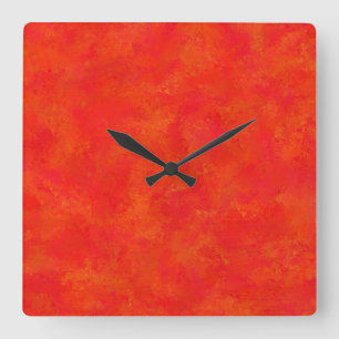 Reloj Cuadrado Patrón abstracto del Naranja rojo