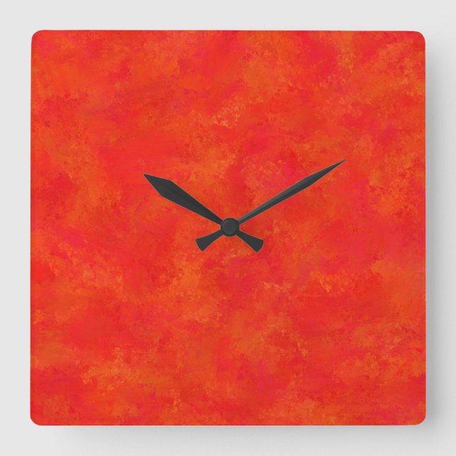 Reloj Cuadrado Patrón abstracto del Naranja rojo (Anverso)