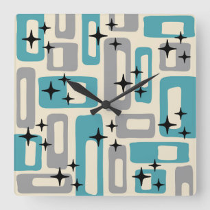Reloj Cuadrado Patrón abstracto moderno del siglo medio retro