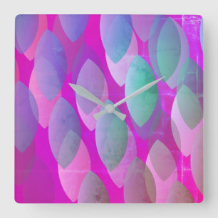 Reloj Cuadrado Patrón abstracto moderno Magenta púrpura rosa tu