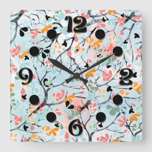Reloj Cuadrado Patrón abstracto, patrón otoño
