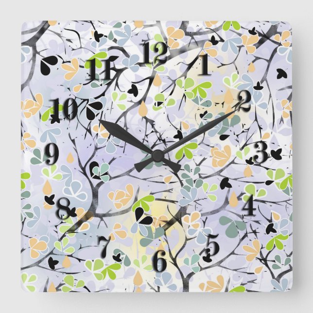 Reloj Cuadrado Patrón abstracto, patrón otoño (Anverso)