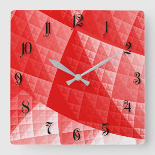 Reloj Cuadrado Patrón abstracto rojo