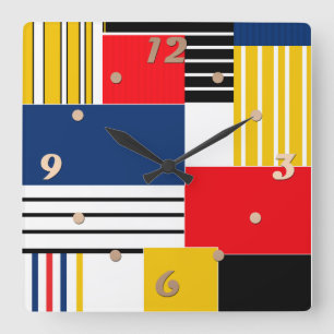 Reloj Cuadrado Patrón abstracto. Trabajo en mosaico.