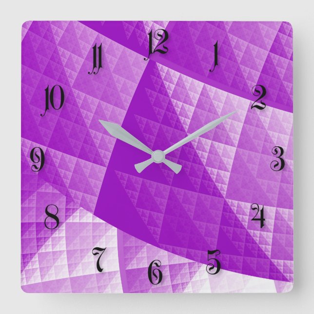 Reloj Cuadrado Patrón abstracto violeta (Anverso)