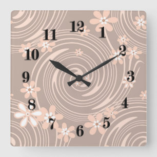 Reloj Cuadrado Patrón beige
