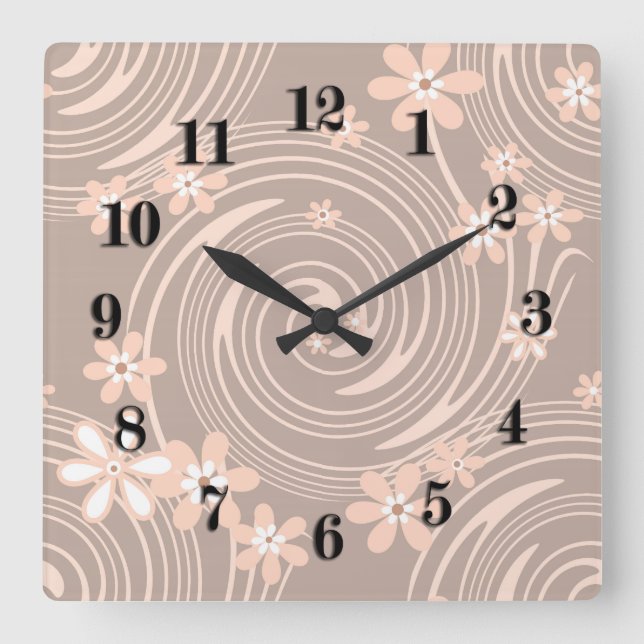 Reloj Cuadrado Patrón beige (Anverso)