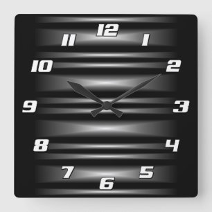 Reloj Cuadrado Patrón blanco y negro elegante y moderno con númer