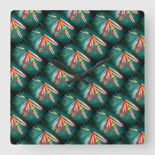 Reloj Cuadrado Patrón clásico de moscas húmedas para la pesca de 