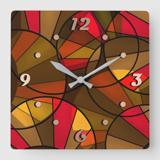 Reloj Cuadrado Patrón colorido abstracto (Anverso)