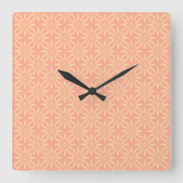 Reloj Cuadrado Patrón continuo de flores amarillas de melón