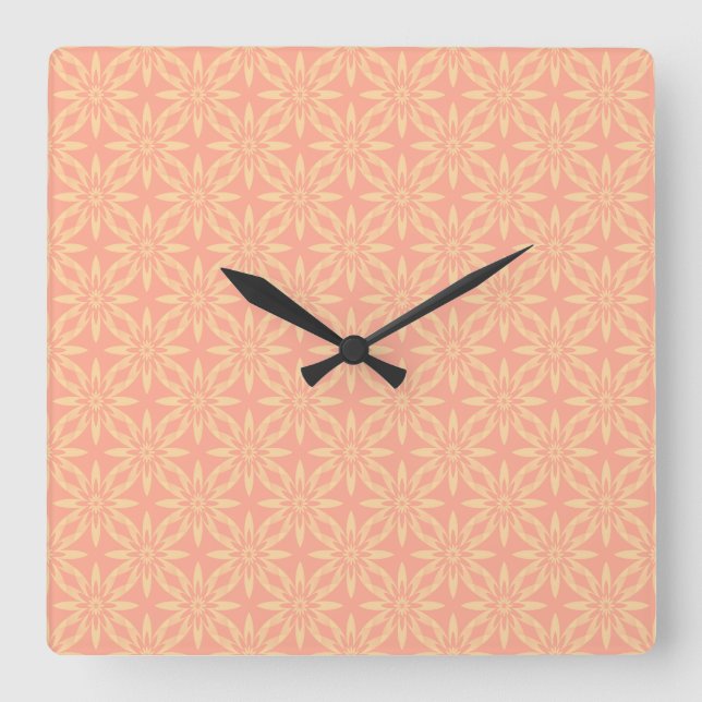 Reloj Cuadrado Patrón continuo de flores amarillas de melón (Anverso)