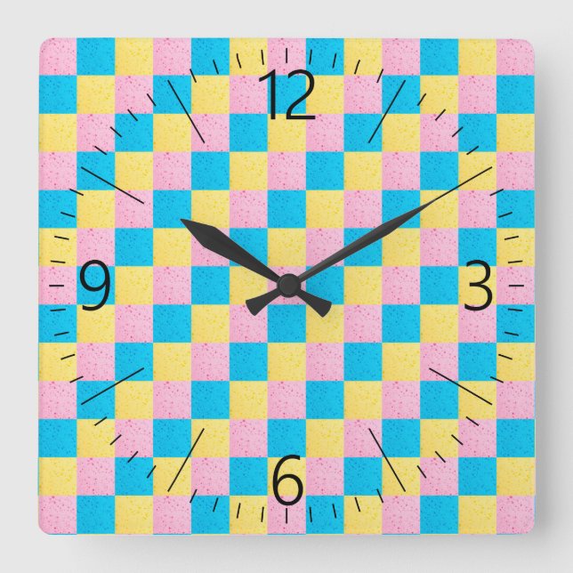 Reloj Cuadrado Patrón cuadrado colorido (Anverso)