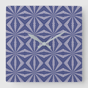 Reloj Cuadrado Patrón de adivino de origami azul marino y rosa