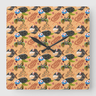 Reloj Cuadrado Patrón de animales acuáticos vida submarina en l