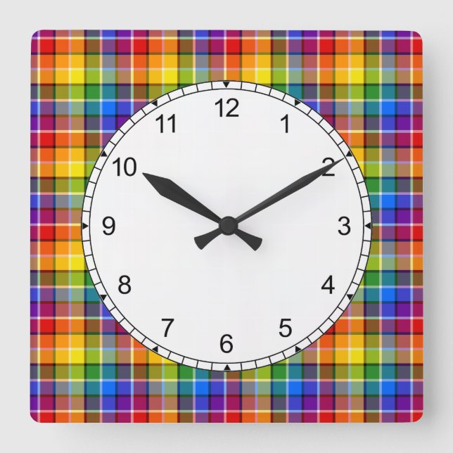 Reloj Cuadrado Patrón de arcoiris colorido (Anverso)