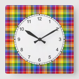 Reloj Cuadrado Patrón de arcoiris colorido