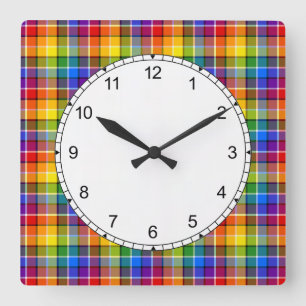 Reloj Cuadrado Patrón de arcoiris colorido