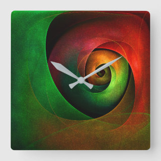 Reloj Cuadrado Patrón de arte abstracto moderno de floración verd