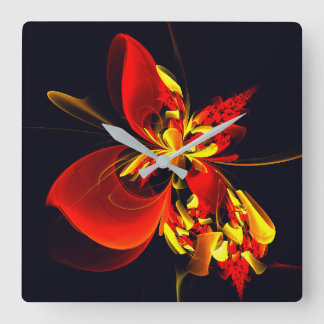 Reloj Cuadrado Patrón de arte abstracto moderno floral amarillo r