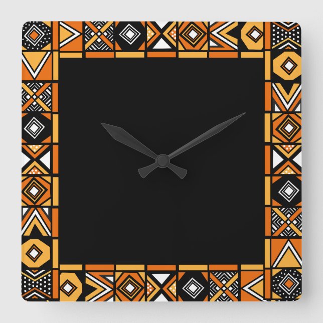 Reloj Cuadrado Patrón de arte africano (Anverso)