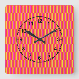 Reloj Cuadrado Patrón de baldosas de arcoíris en 3D felices