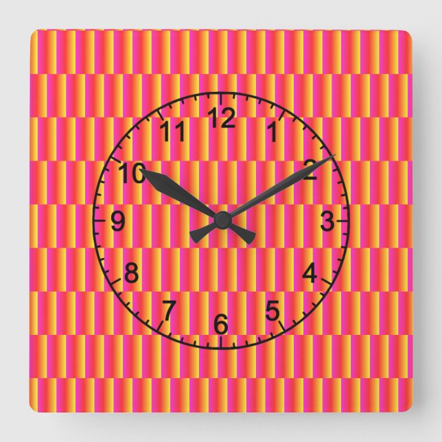 Reloj Cuadrado Patrón de baldosas de arcoíris en 3D felices (Anverso)