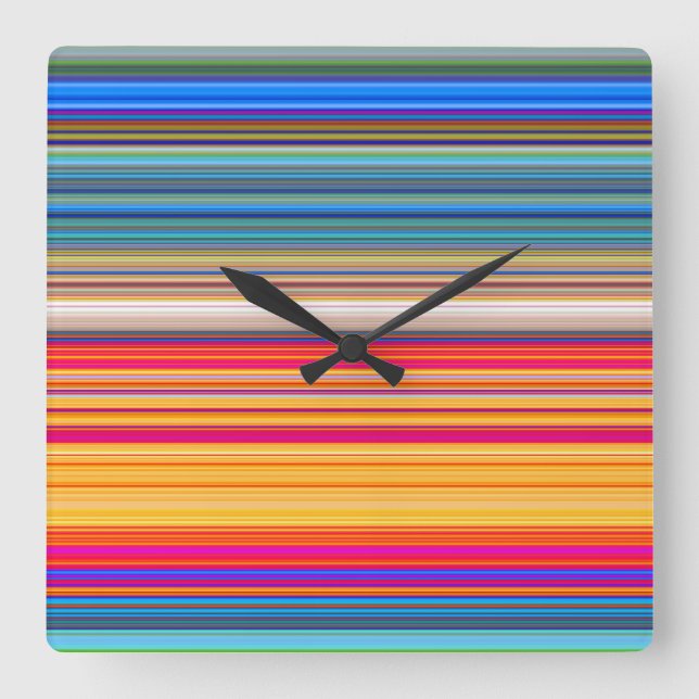 Reloj Cuadrado Patrón de bandas multicolor (Anverso)