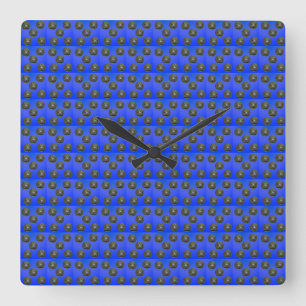 Reloj Cuadrado Patrón de bolos de césped azul,
