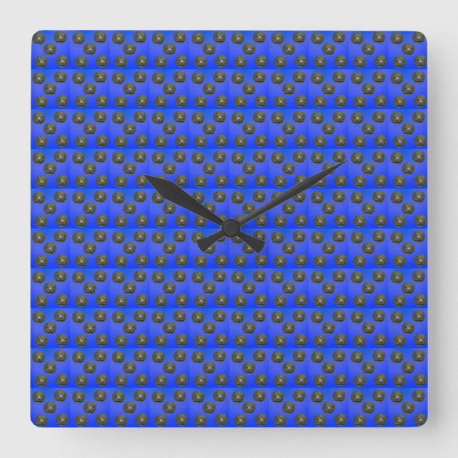 Reloj Cuadrado Patrón de bolos de césped azul, (Anverso)