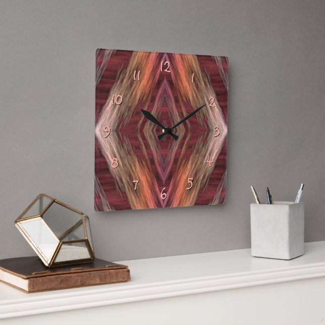 Reloj Cuadrado Patrón de cabaña indígena americano de origen musu