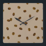 Reloj Cuadrado Patrón de café<br><div class="desc">Esto es personalizable.</div>