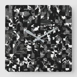 Reloj Cuadrado Patrón de camuflaje blanco negro "Fractura"