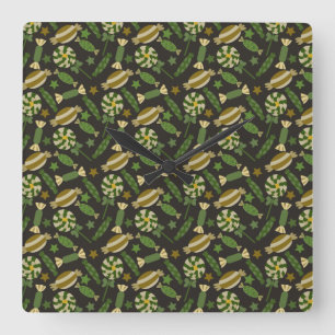 Reloj Cuadrado Patrón de caramelos   Patrón de las lolias   lango