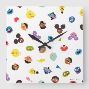 Reloj Cuadrado Patrón de caras comunes