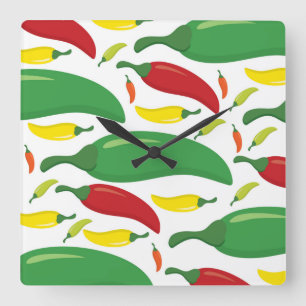 Reloj Cuadrado Patrón de chile