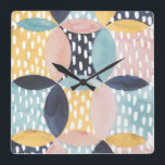 Reloj Cuadrado Patrón de círculo abstracto<br><div class="desc">Patrón de círculo abstracto. Artista: Grace Popp. ID de la imagen: 150359D.</div>