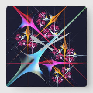 Reloj Cuadrado Patrón de color de arte de color rosa floral moder