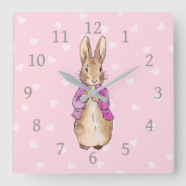 Reloj Cuadrado Patrón de corazón de Peter el conejo